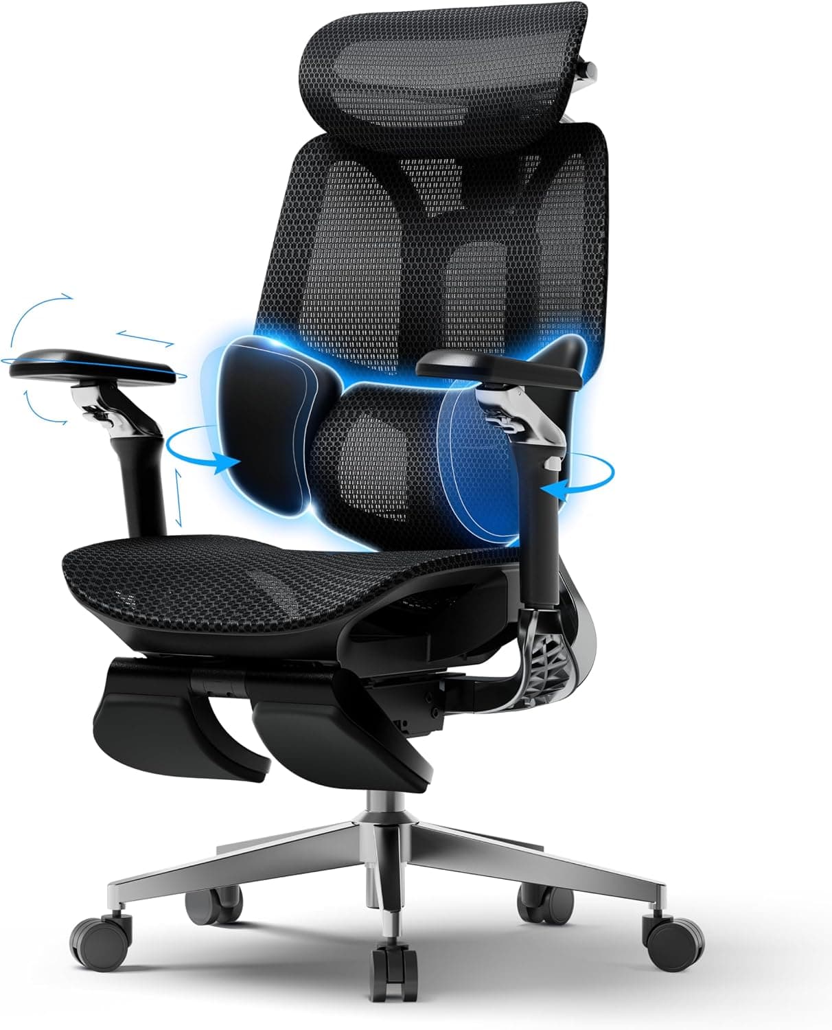 Silla E3 Ultra negra montada con todas sus piezas